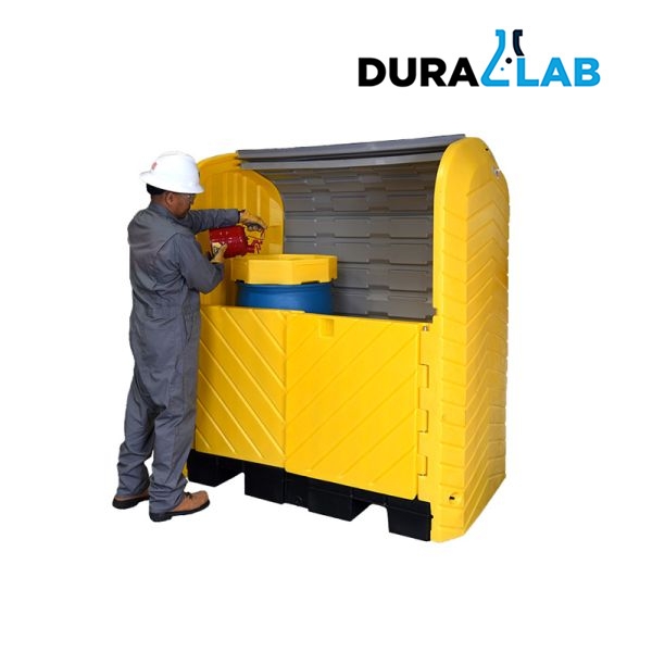 SpillTech ULT9613 UltraHard Top Plus 2Drum Storage Shed with Drain 67