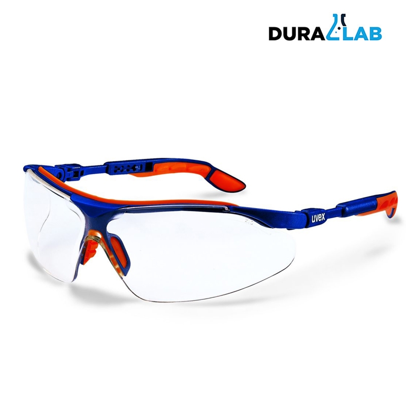 UVEX 9160065 I-VO Safety Glasses Blue/Orange Frame Clear Supravision Sapphire Len