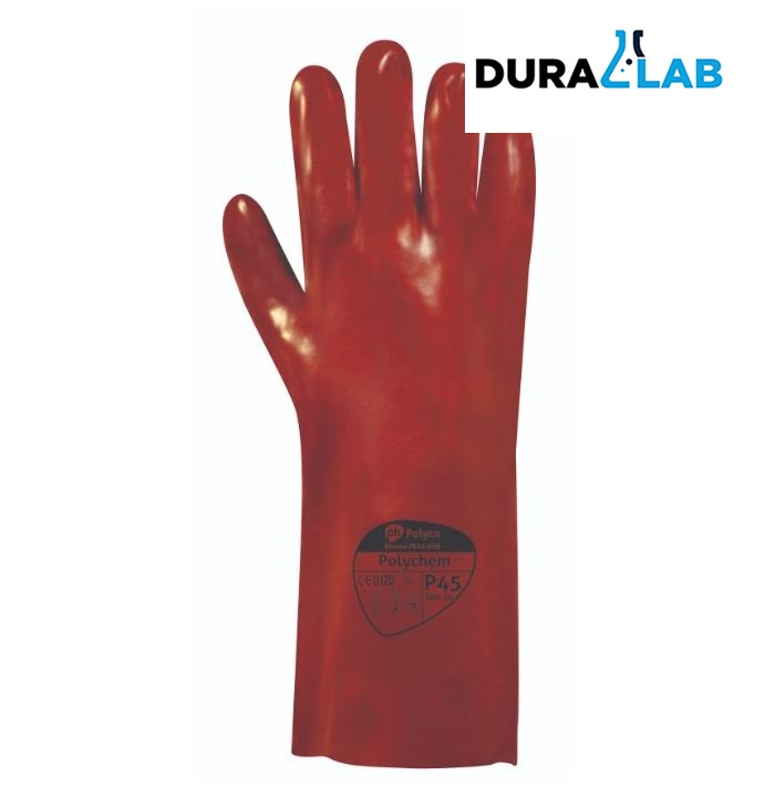 Polychem™ (45cm) P45 Heavyweight Red PVC Chemical Resistant Gauntlet Size 10