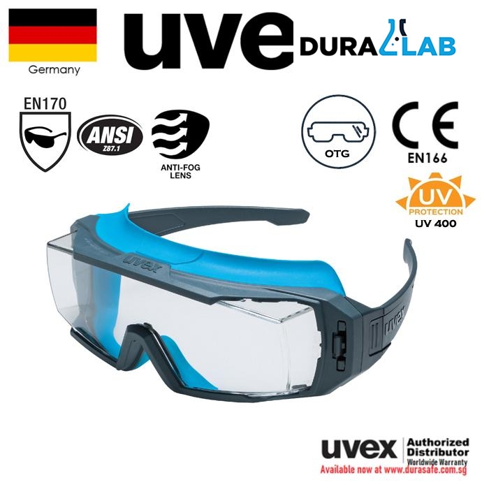 UVEX 9142100 Super OTG Guard CB Safety Spectacle Blue Frame Clear Supravision Excellence Len