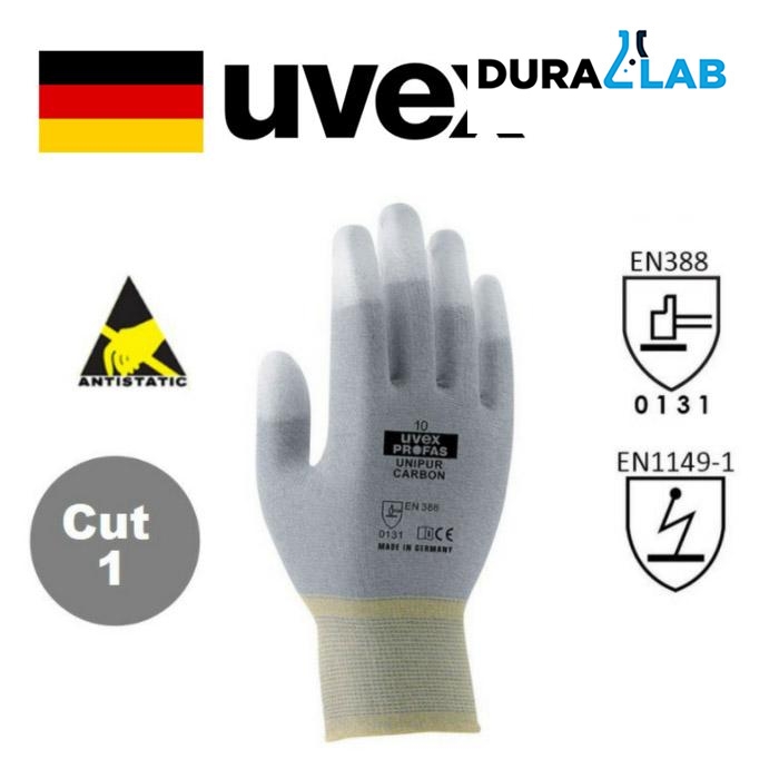 UVEX 60556 Unipur Polyamide Carbon Anti-Static Glove Grey 25cm Safety Gloves