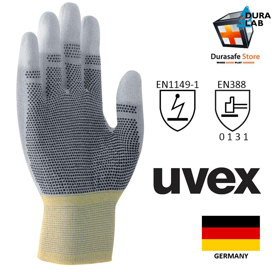 UVEX 60556 Unipur Polyamide Carbon Anti-Static Glove Grey 25cm Safety Gloves